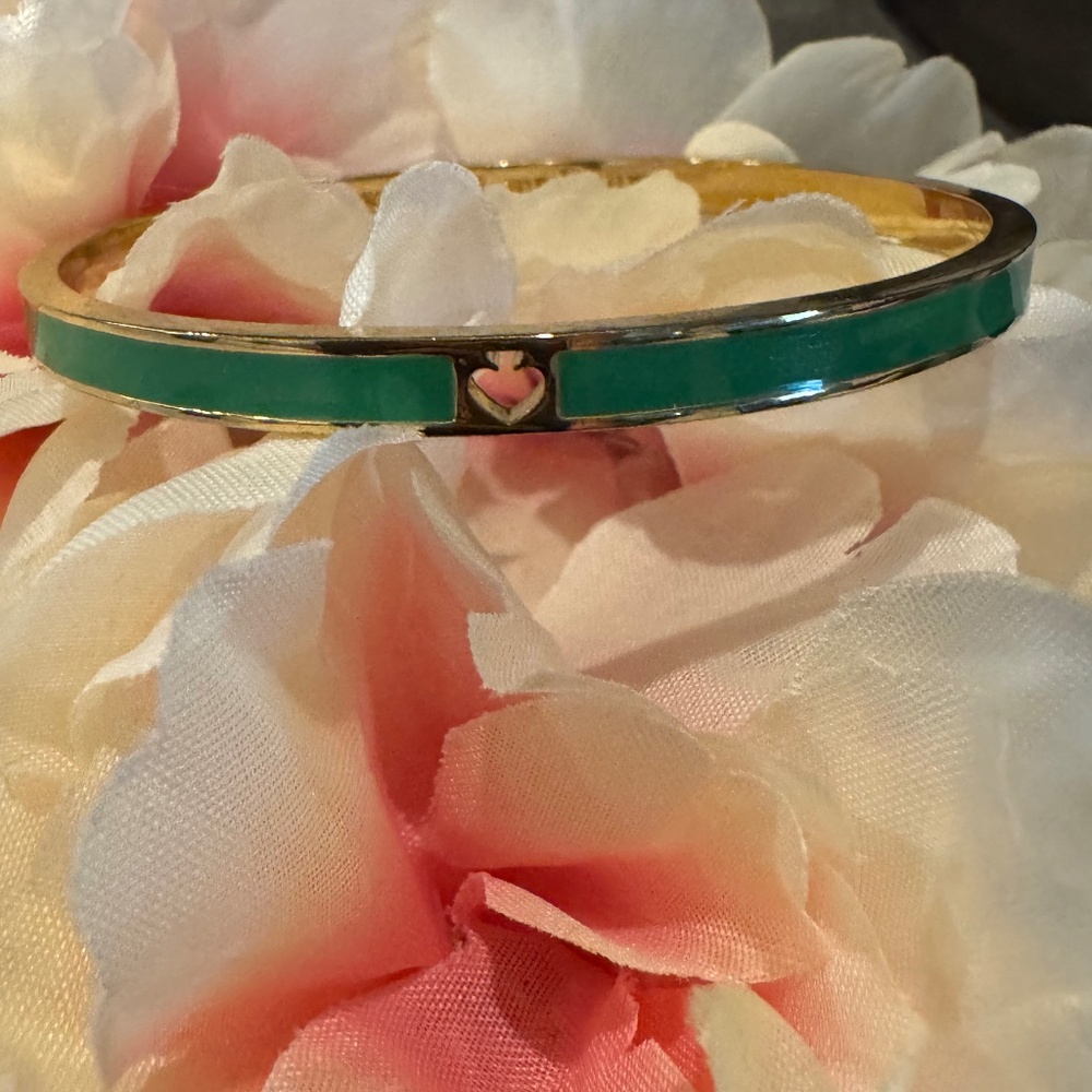 KATE SPADE Thin BANGLE Cuff BRACELET | Kelly Green Enamel & Gold | Spring/Summer